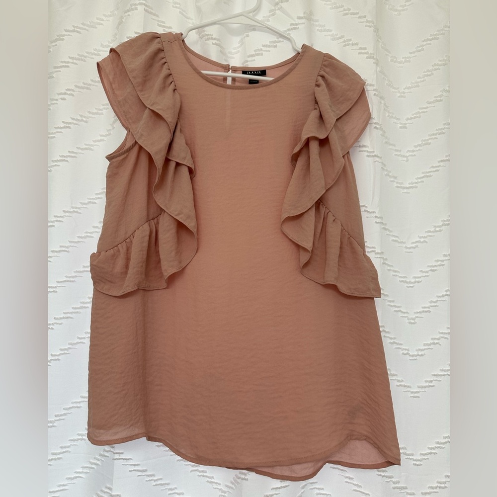 a.n.a Ruffled Sleeveless Blouse - Dusty Rose